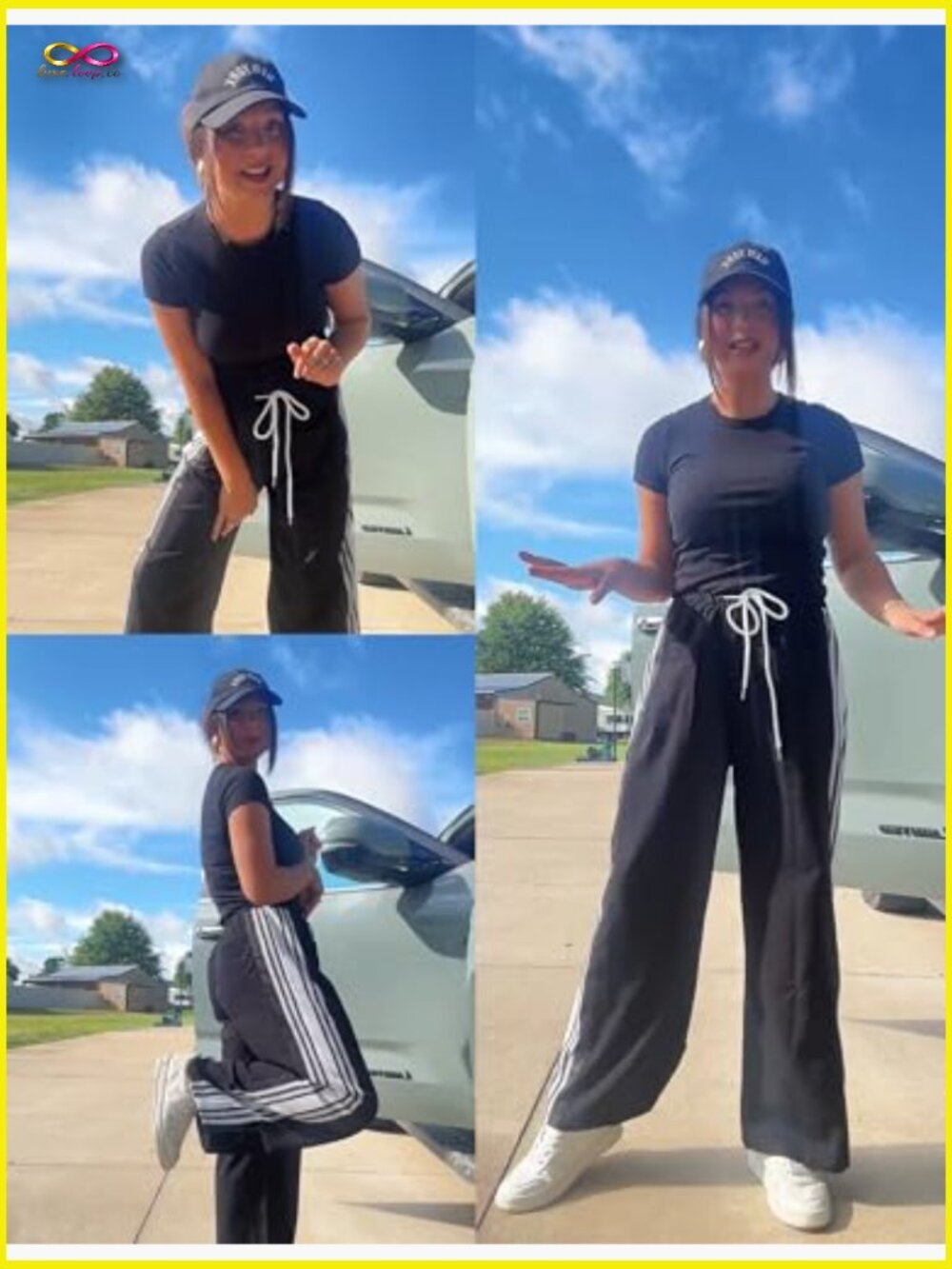 Wide Leg Palazzo Pants High Rise Drawstring Side Striped Slouchy Casual - Picture 4 of 7